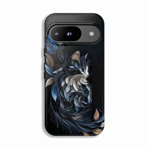 Google Pixel Case -  Black Cat Papper Quilling Style Tough Case
