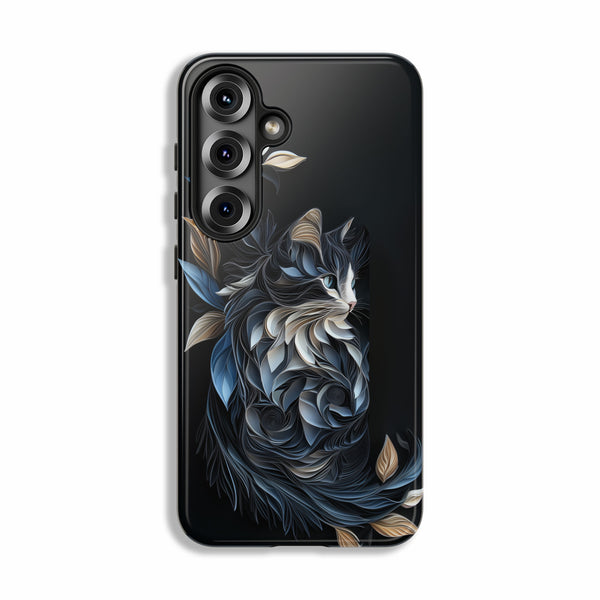 Samsung Case -  Black Cat Papper Quilling Style Tough Case for Samsung Galaxy S25 S24 S23 S22 S21