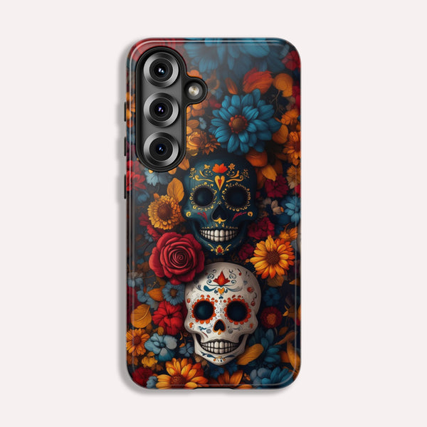 Day of The Dead Phone Flower Phone Case, Sugar Skull - Tough Case for Samsung Galaxy