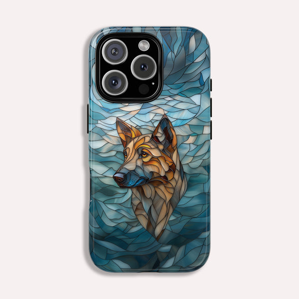 German Shepherd Stained Glass Phone Case -  German Shepherd Gifts - Tough Case for iPhone