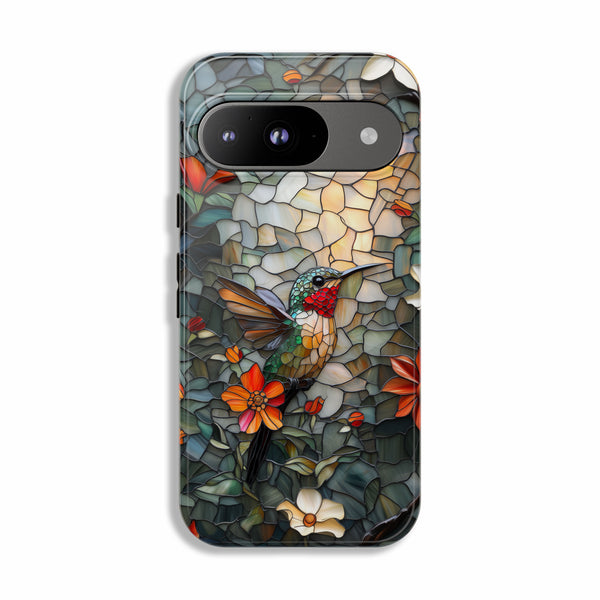 Hummingbird Phone Case, Stained Glass Design - Google Pixel