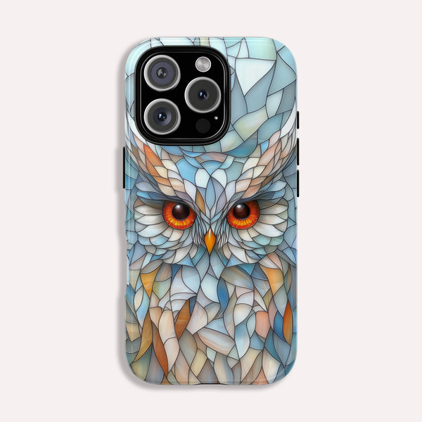 Owl Phone Case Stained Glass Effect Tough Cases for Bird Lovers for iPhone