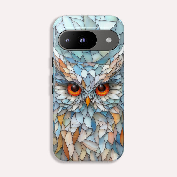 Owl Phone Case Stained Glass Effect Tough Cases for Bird Lovers for Google Pixel