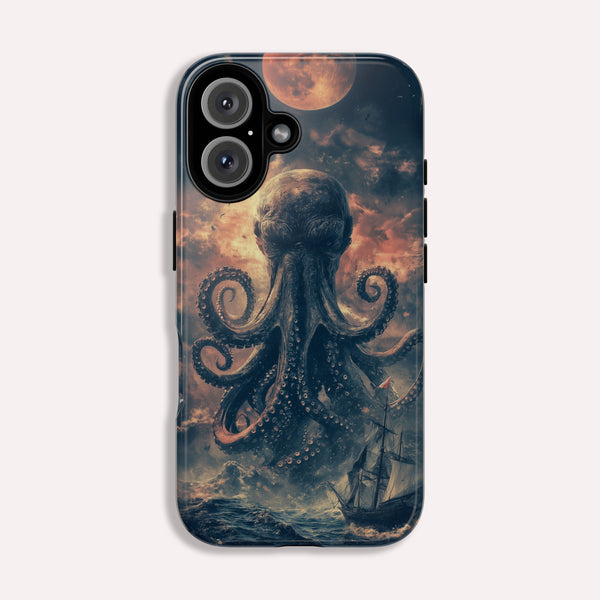 The Kraken - Moody Mythological Octopus Sea Design Tough Phone Case For Apple iPhone 16 15 14 13 12 11 10 9