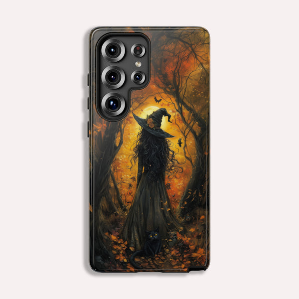 Gothic Witch And Cat Phone Case, Sugar Skull - Tough Case for Samsung Galaxy